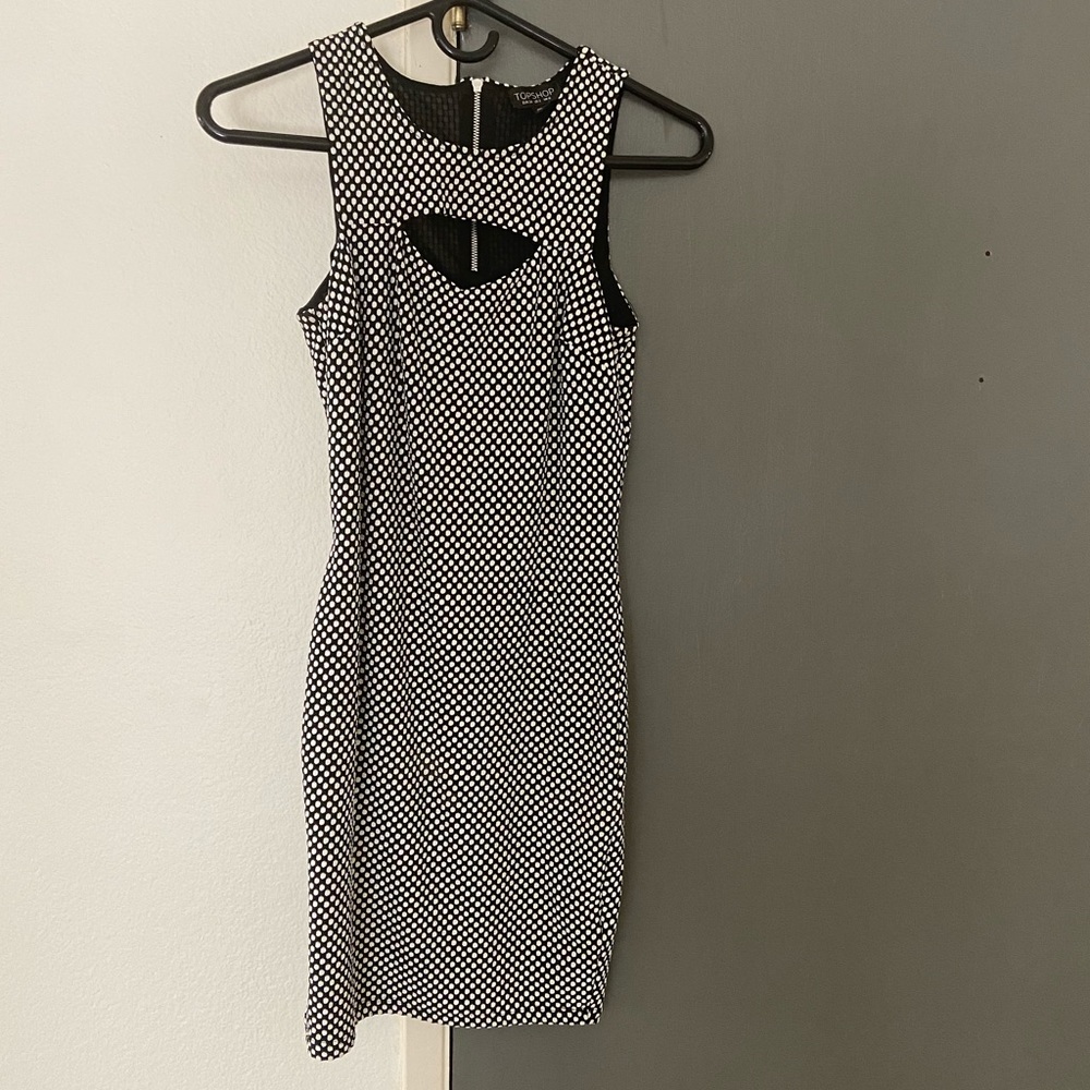 Top shop Black and White Polk a Dot Mini Dress